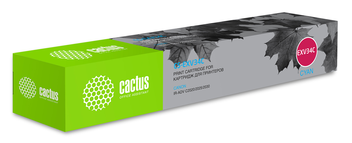 Картридж лазерный Cactus CS-EXV34C C-EXV34 C голубой (19000стр.) для Canon IR Advance C2030L/C2030i/C2020L/C2020i/C2025i