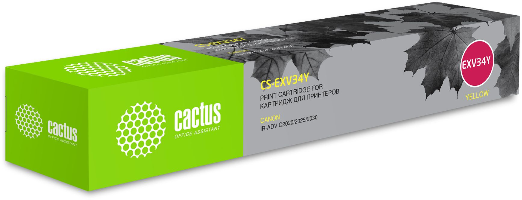 Картридж лазерный Cactus CS-EXV34Y C-EXV34 Y желтый (19000стр.) для Canon IR Advance C2030L/C2030i/C2020L/C2020i/C2025i